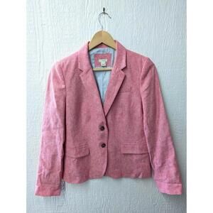 J Crew Pink Linen Cotton Blazer Sports Coat Jacket Academia Preppy Size 6